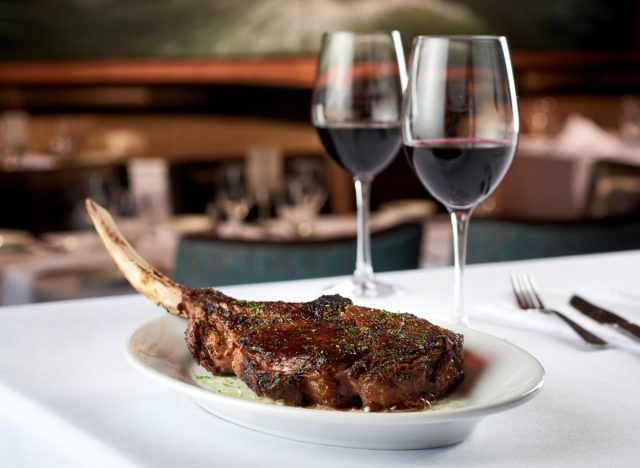 ruth's chris tomahawk ribeye and red wine