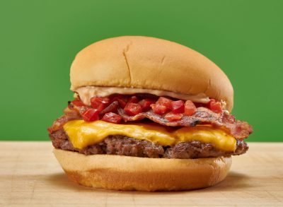 shake shack burger with bacon and cheese