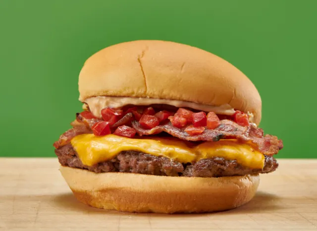 shake shack burger with bacon and cheese