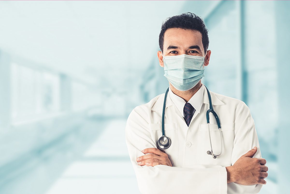 Doctor,At,Hospital,Wearing,Medical,Mask,To,Protect,Against,Coronavirus