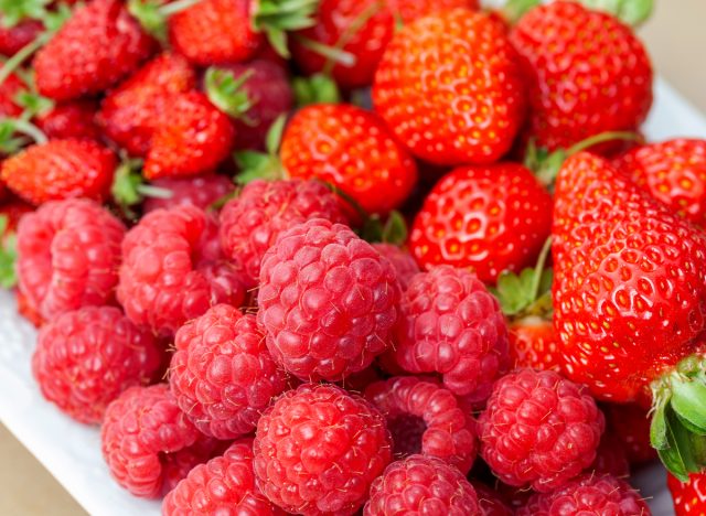 strawberries and raspberries
