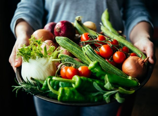 holding vegetables