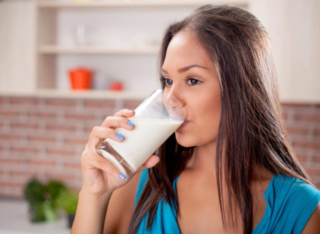 woman drinking milk