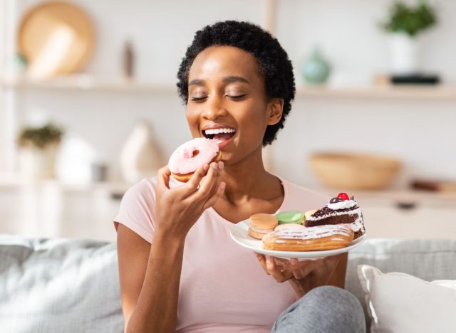 woman eating sweets