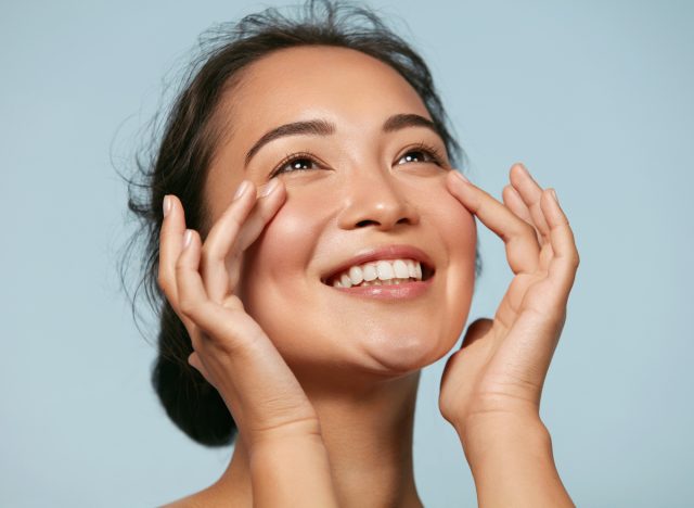 woman glowing radiant skin close up