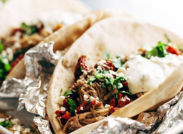 Greek pork pitas