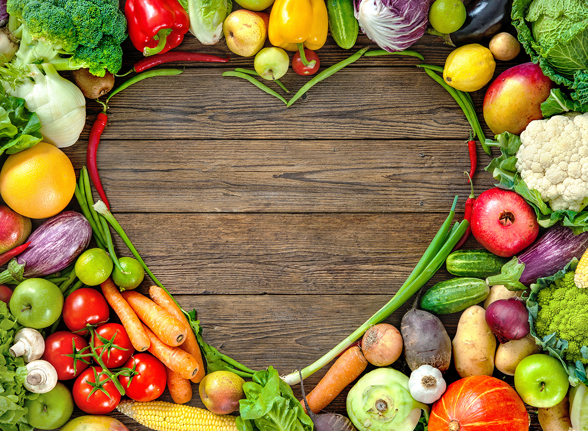 Vegetables in the shape of a heart