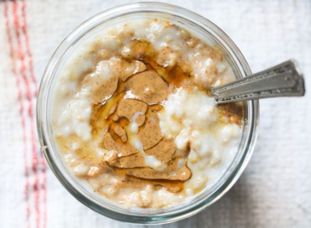 Overnight Crockpot Steel Cut Oatmeal with Almond Butter and Honey