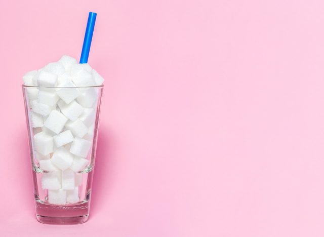 Sugar cubes in a glass