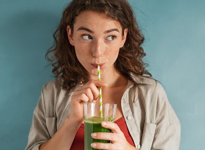 Woman drinking smoothie