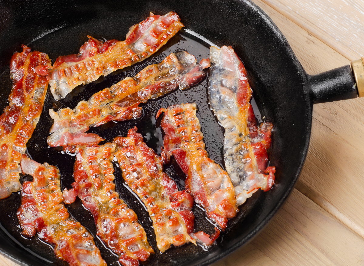 bacon cooking in pan