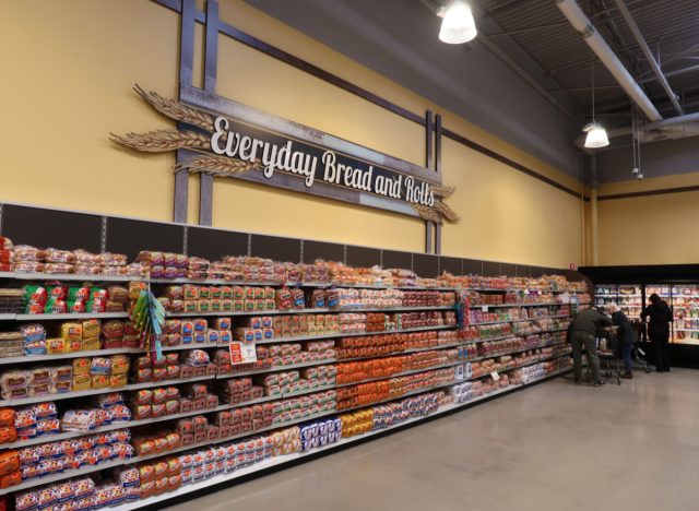 bread section of grocery store