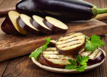 grilled and raw eggplant slices