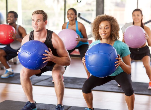 group fitness class in office