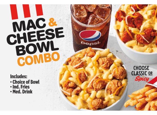 kfc mac & cheese bowl combo with soda and fries