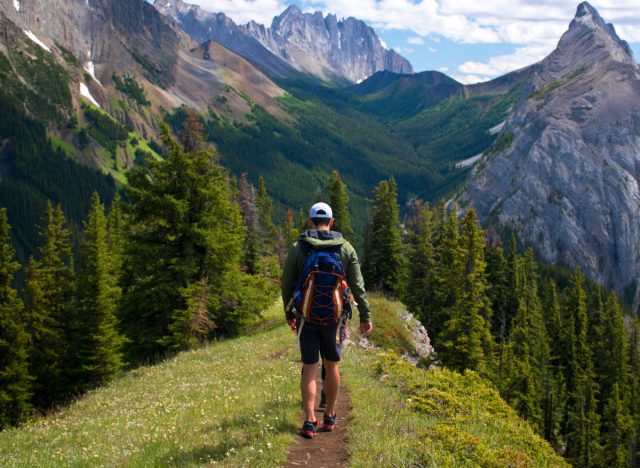 man on a hike, leads an incredibly healthy life