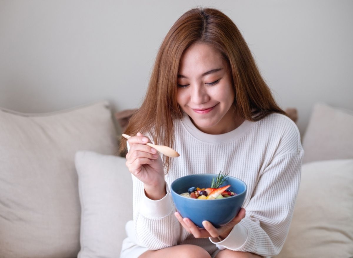 Person eating healthy snack