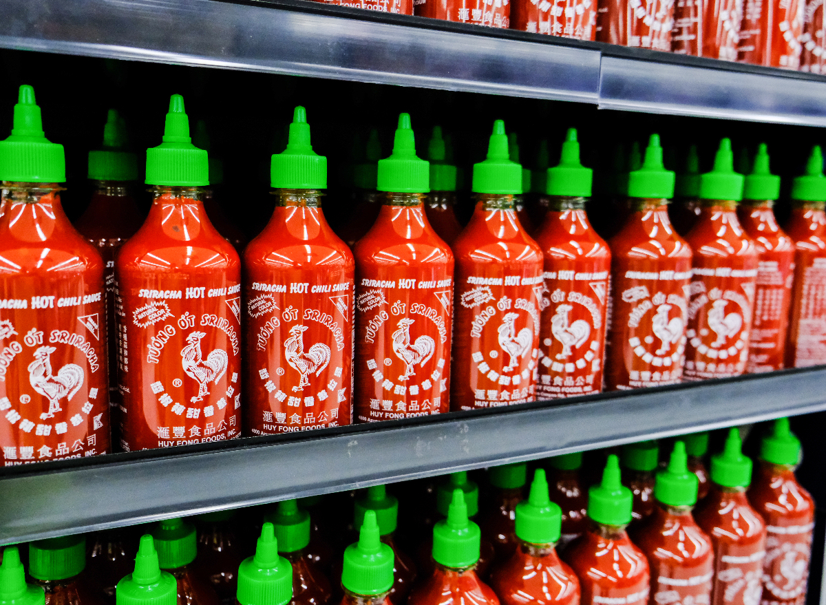 sriracha bottles at grocery store