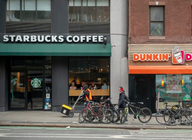 starbucks and dunkin storefronts