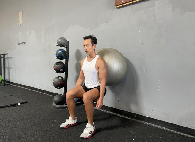 exercise ball wall squat to reverse aging after 50