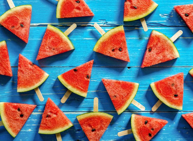 watermelon slices on sticks