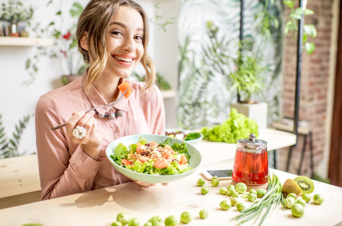 woman eating healthy meal