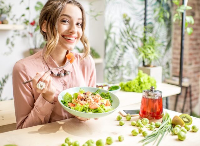 woman eating healthy meal