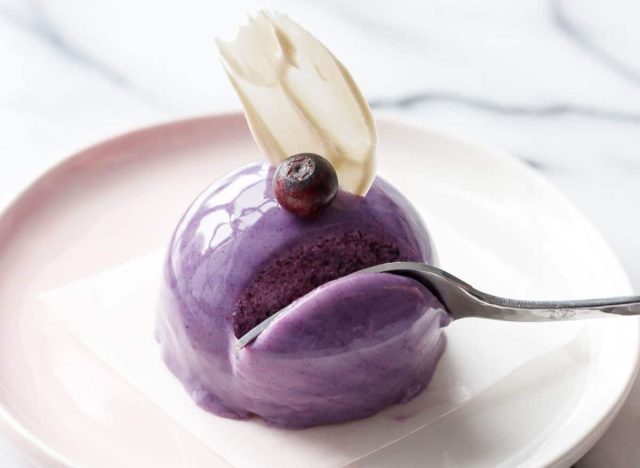 Mini Blueberry Mousse Cake with Mirror Glaze