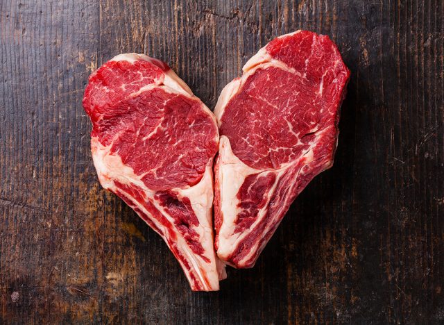 Heart made out of red meat