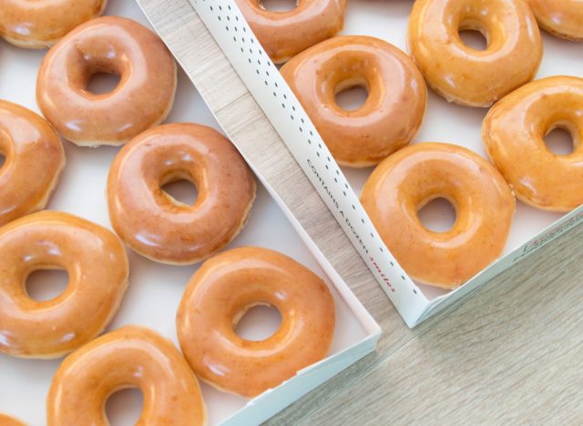 box of krispy kreme glazed donuts