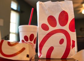 Chick-fil-A cup, bag, and box