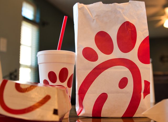 Chick-fil-A cup, bag, and box