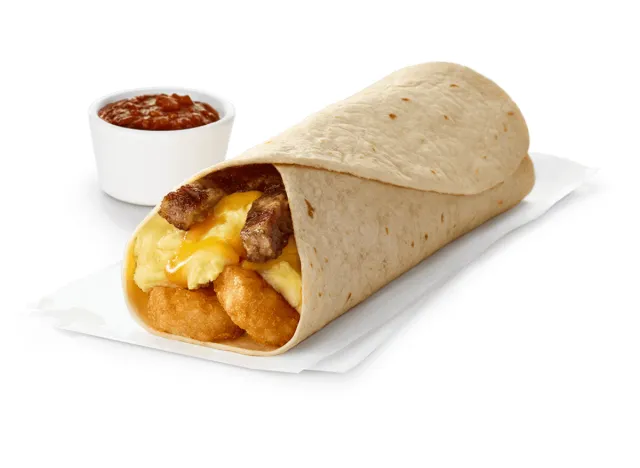 Chick-fil-A hash brown scrambled burrito with sausage