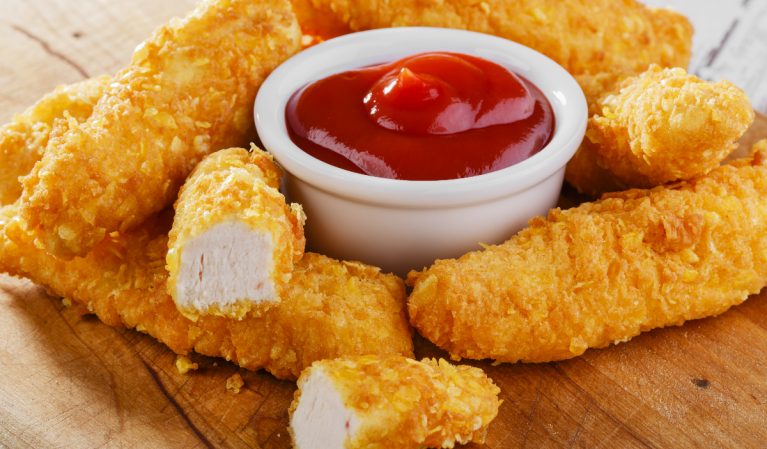 chicken strips and ketchup