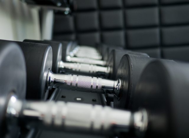 close-up dumbbells