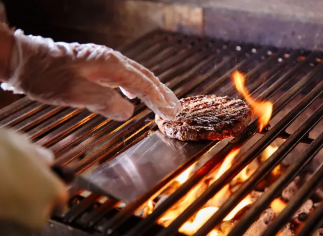 cooking burgers