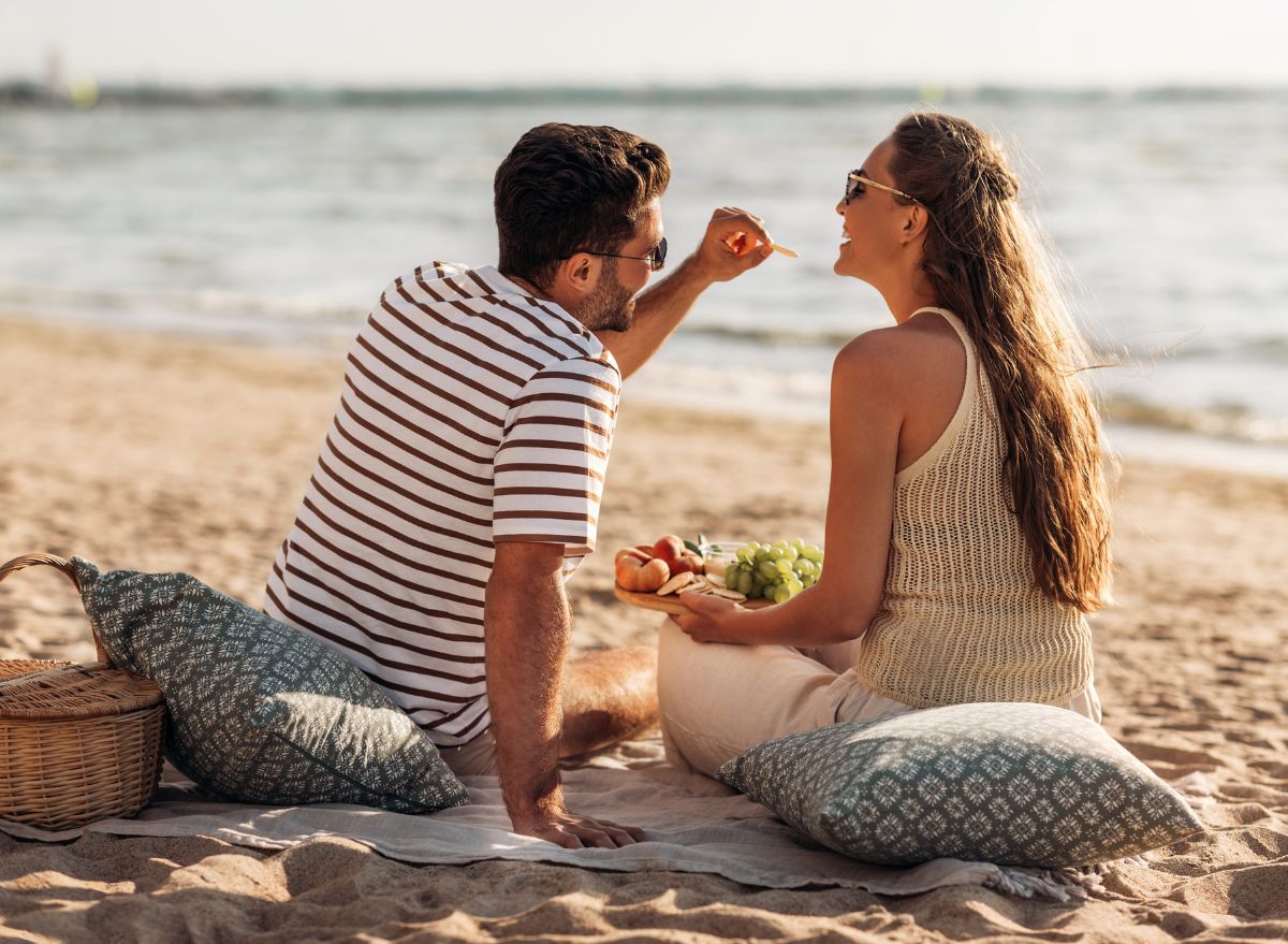 eating on the beach