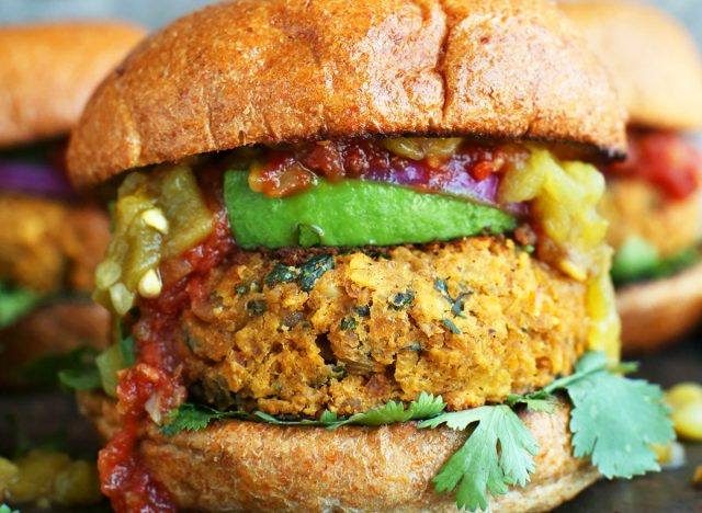 mexican green chili veggie burger