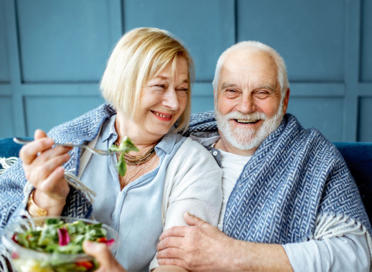 older couple eating together