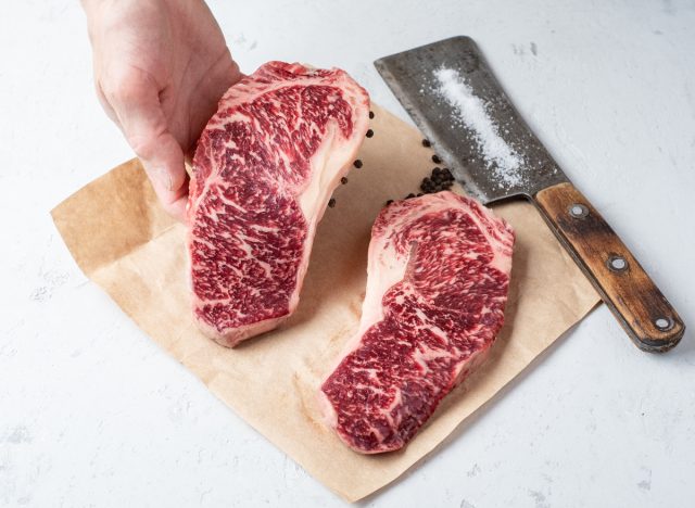raw marble wagyu beef steak