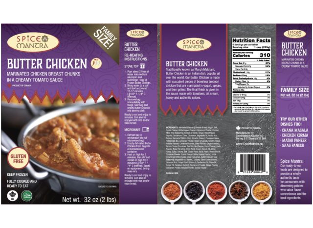 Spice Mantra Butter chicken labels
