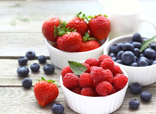 strawberries, blueberries, raspberries