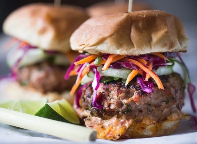 thai turkey burger with asian slaw