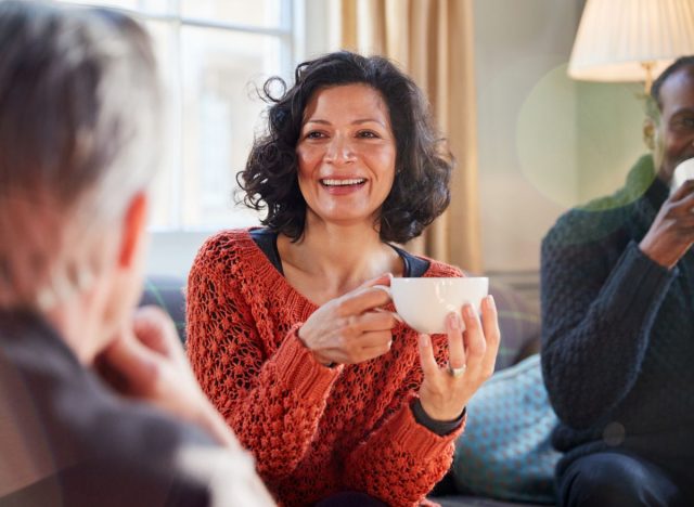 woman drinking coffee