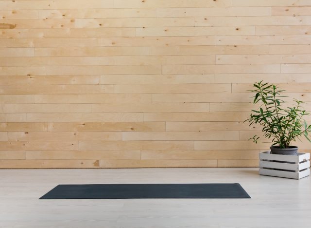 yoga mat on floor, meditation