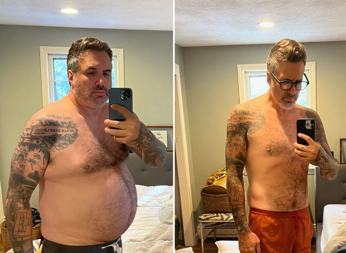chef's almost 100-pound weight loss split image comparison