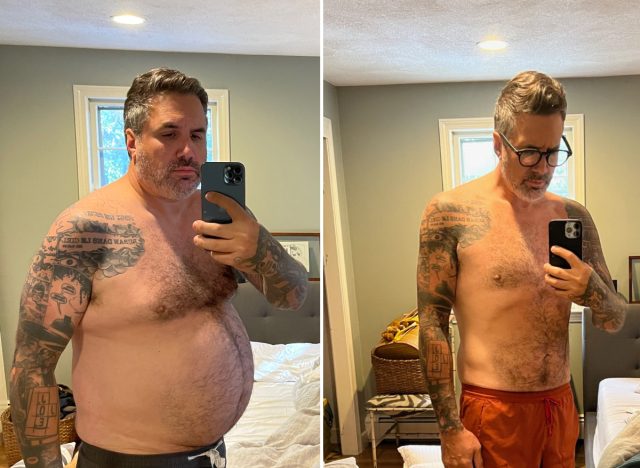 chef's almost 100-pound weight loss split image comparison