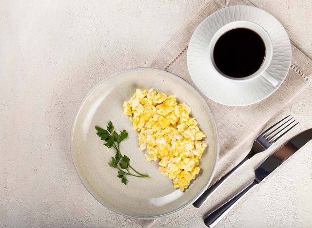 Coffee and scrambled eggs