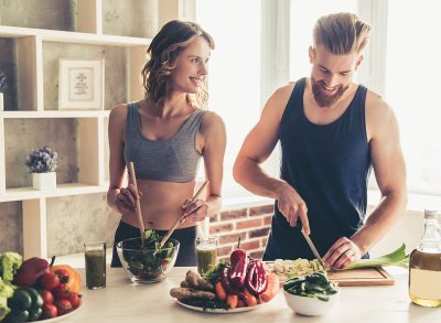 Couple making healthy food