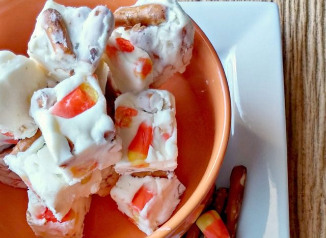 Candy Corn Pretzel Fudge